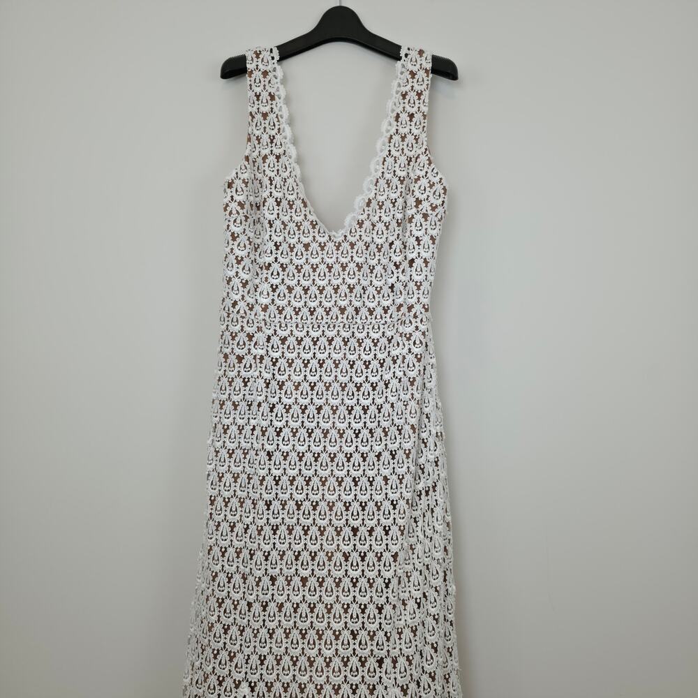 Daughters of Simone Anthro Nude Nev Crochet Lace Wedding Lined Boho Gown 4XL - Picture 4 of 12